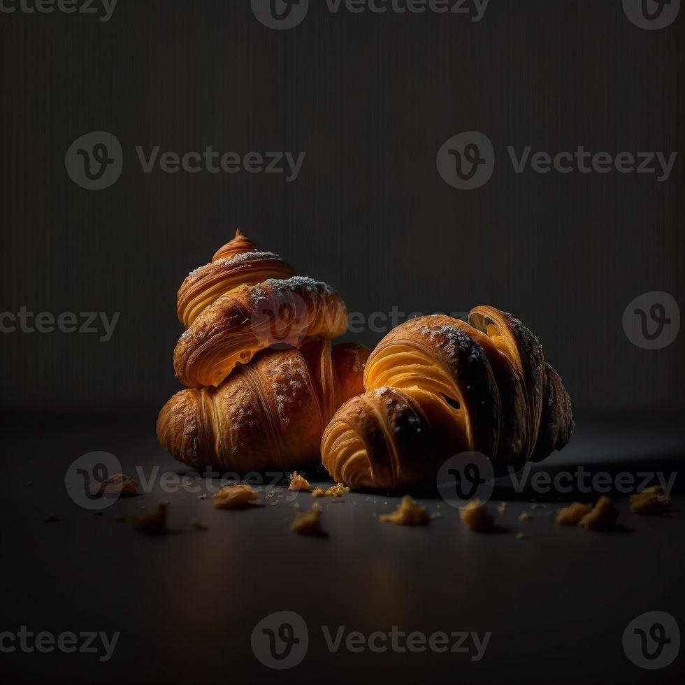 croissants sobre fondo negro foto