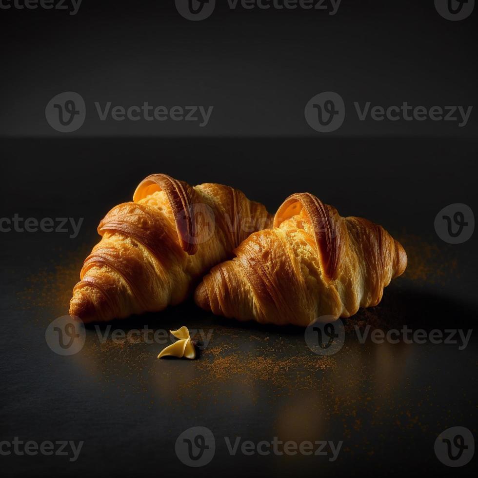 croissants sobre fondo negro foto