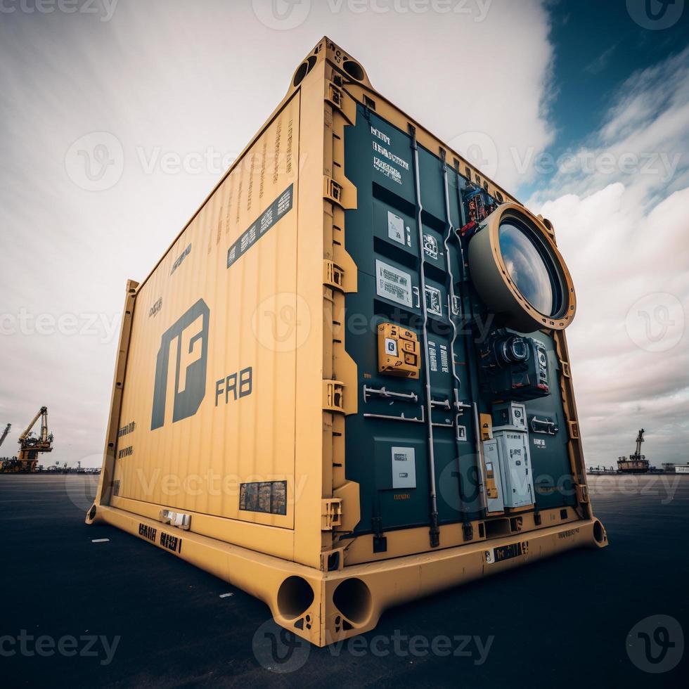 operación de contenedores en serie portuaria foto