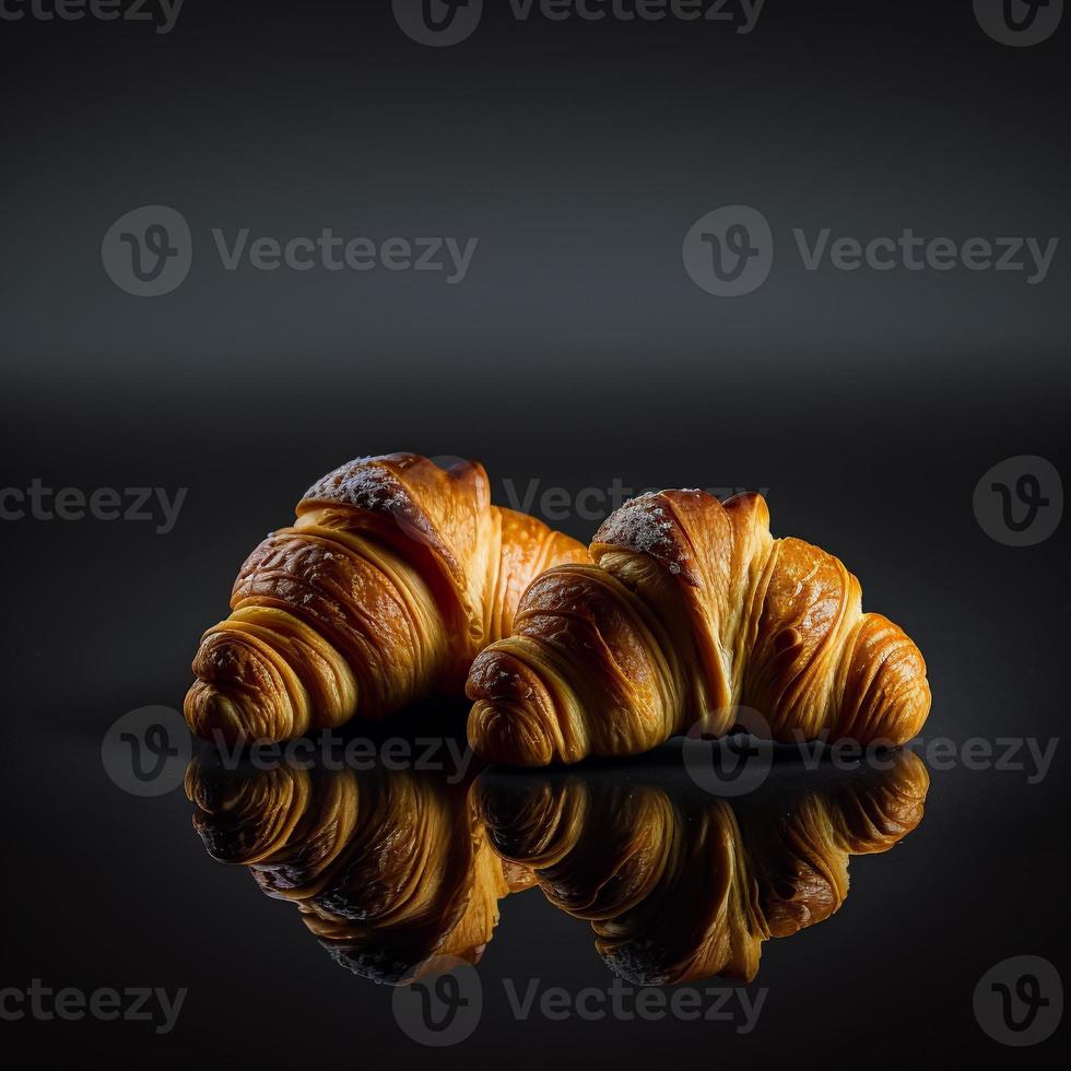 Croissants on black background photo