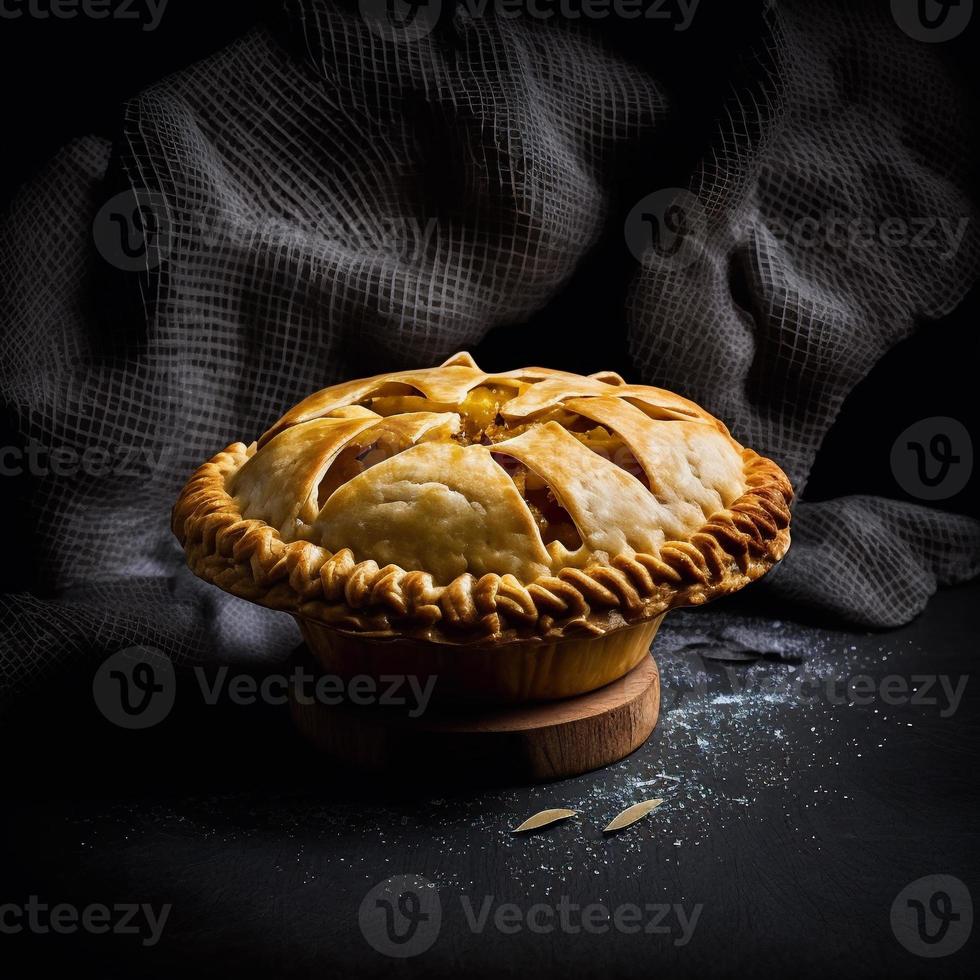 Photo Apple pie on black background food photography