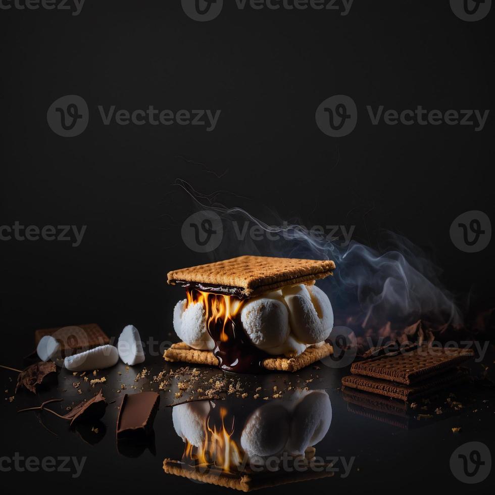 Photo Smores on black background Food Photography