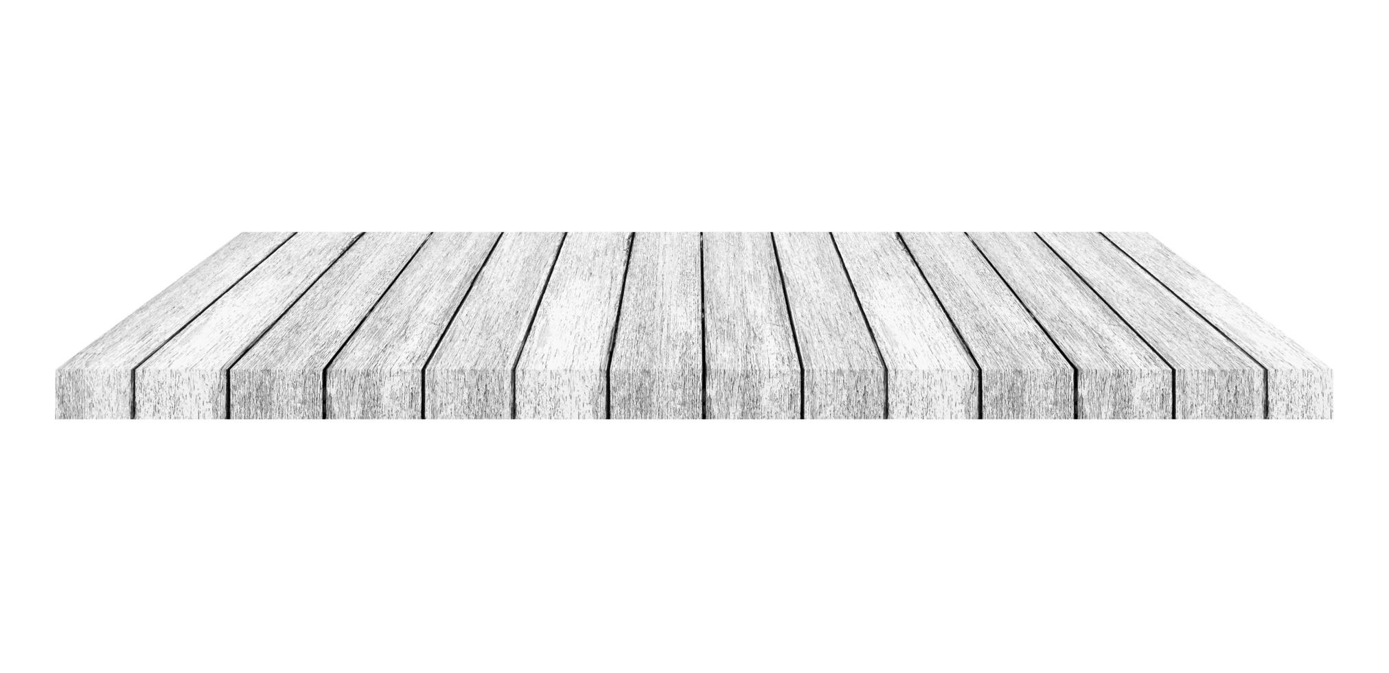 Wooden shelf on isolated white background with space photo