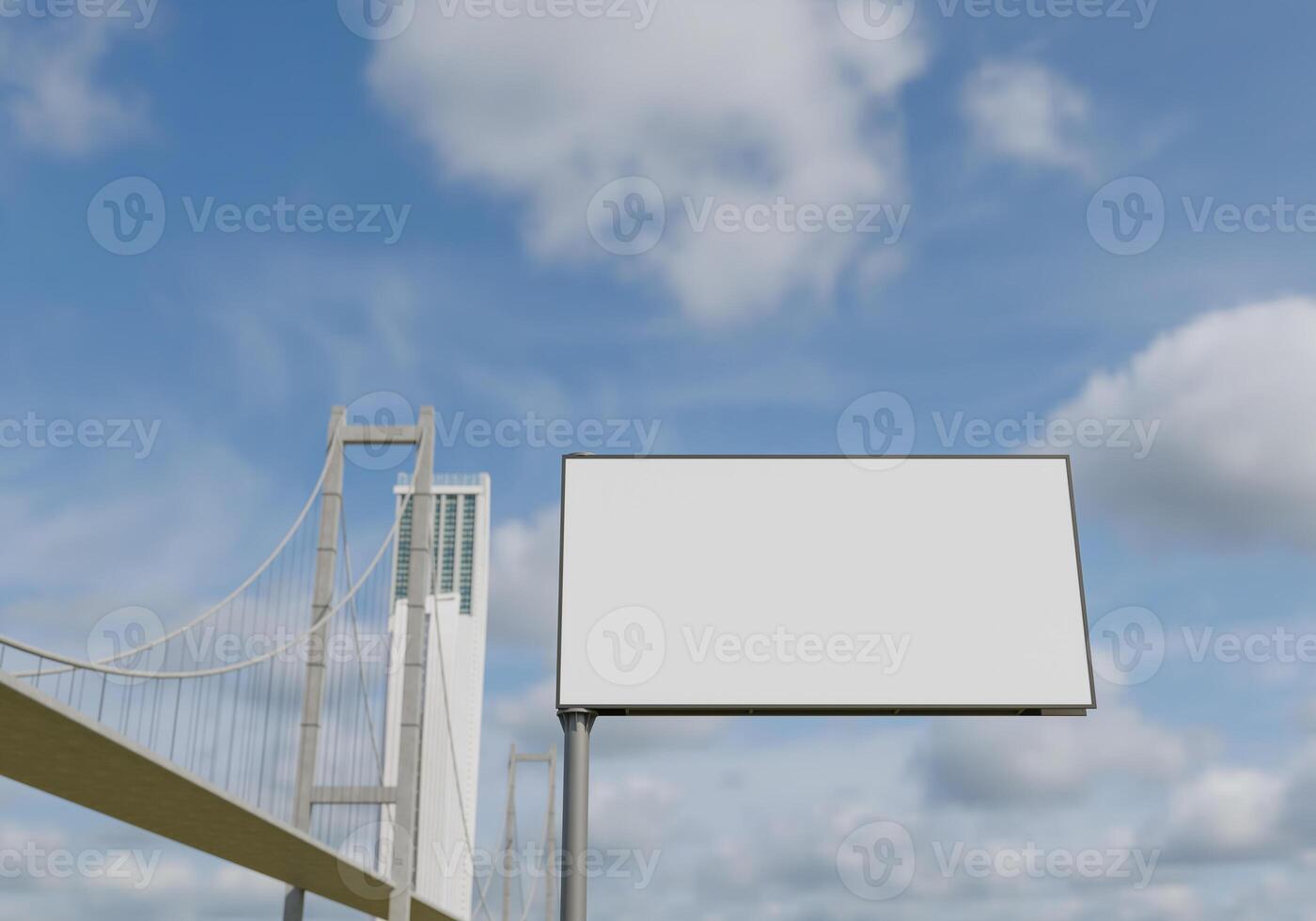 3D mockup blank billboard in downtown rendering photo