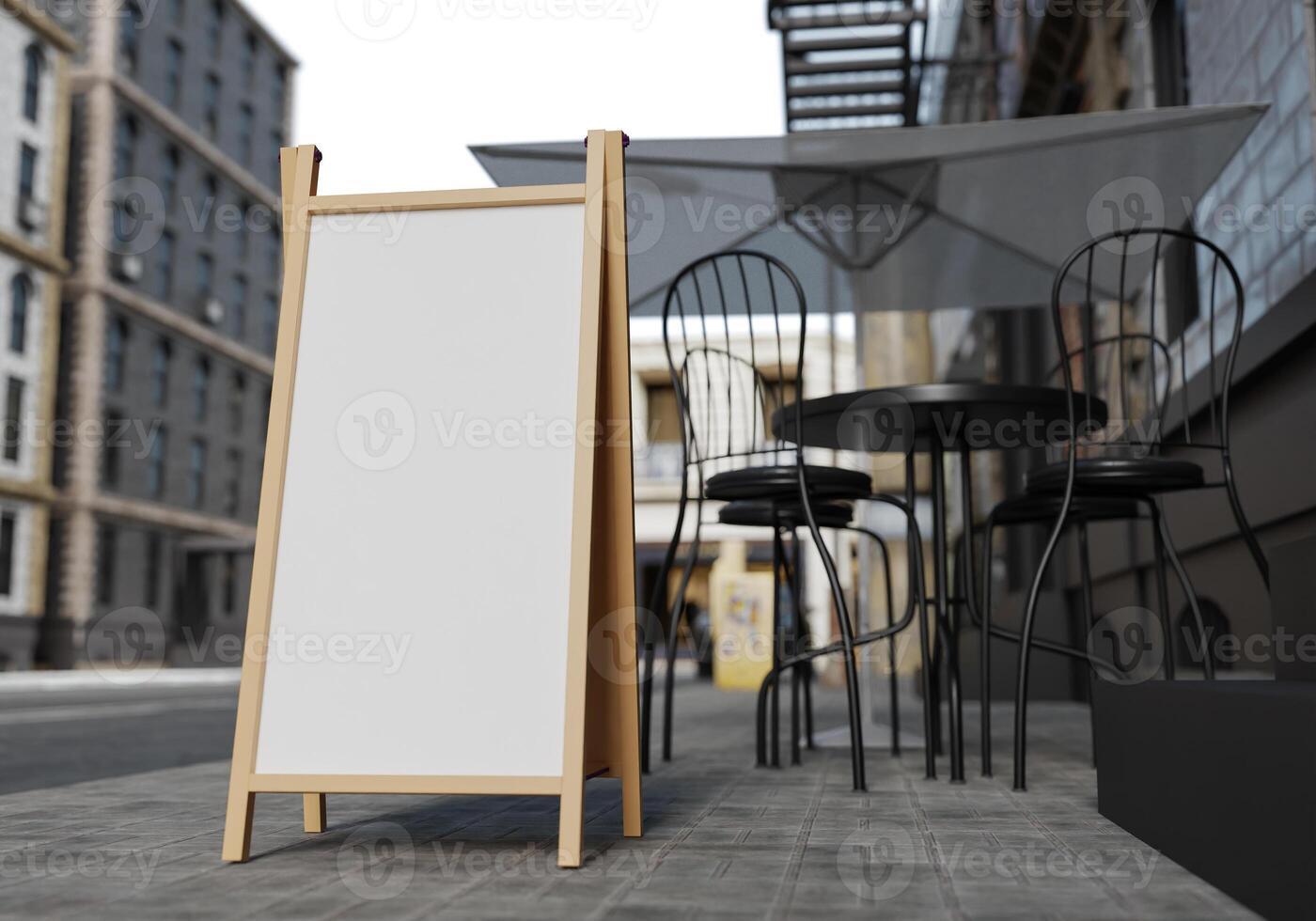 3D mockup blank billboard on street in downtown rendering photo