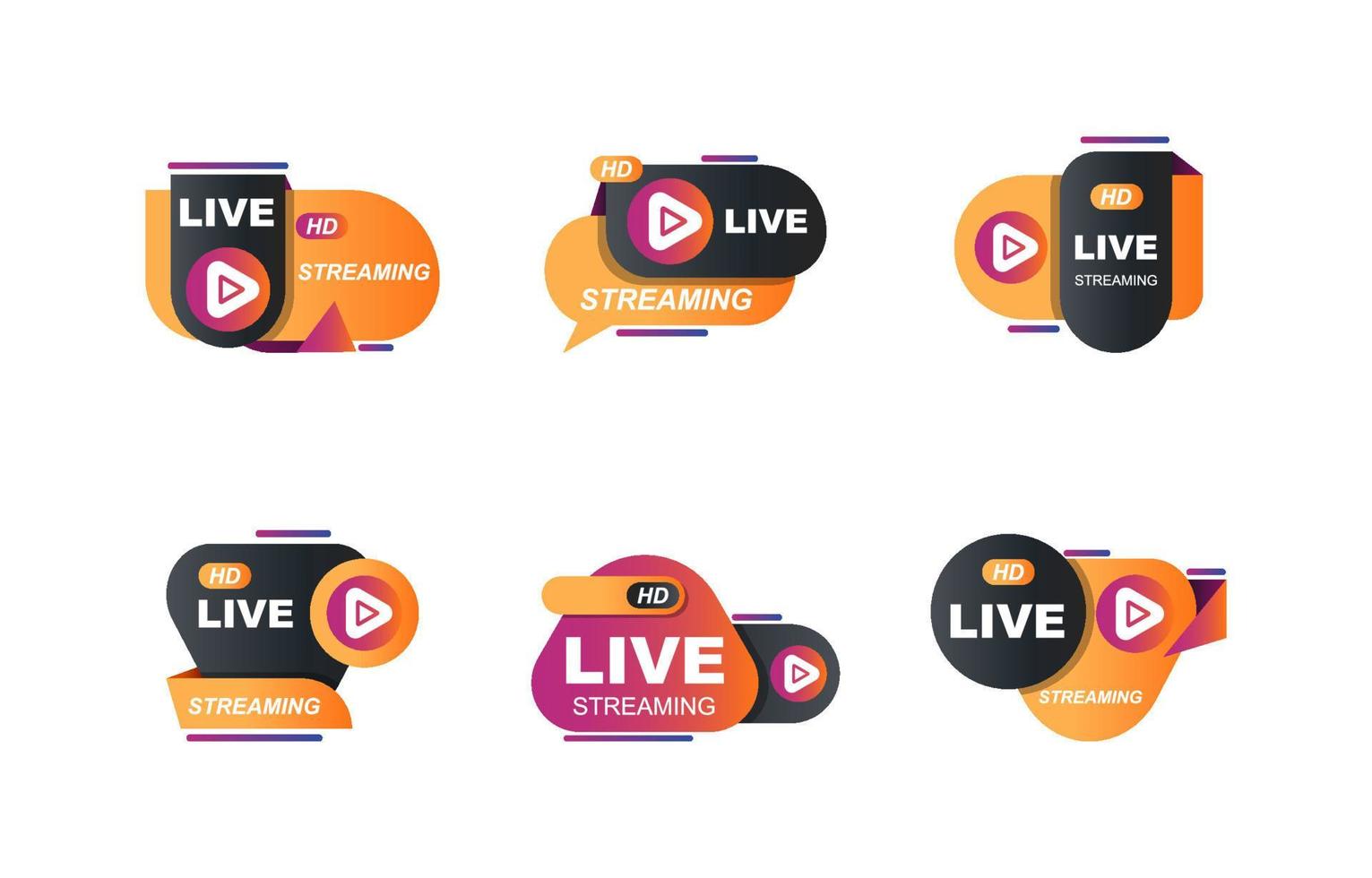 Live Streaming Badge with Gradient Color Concept vector