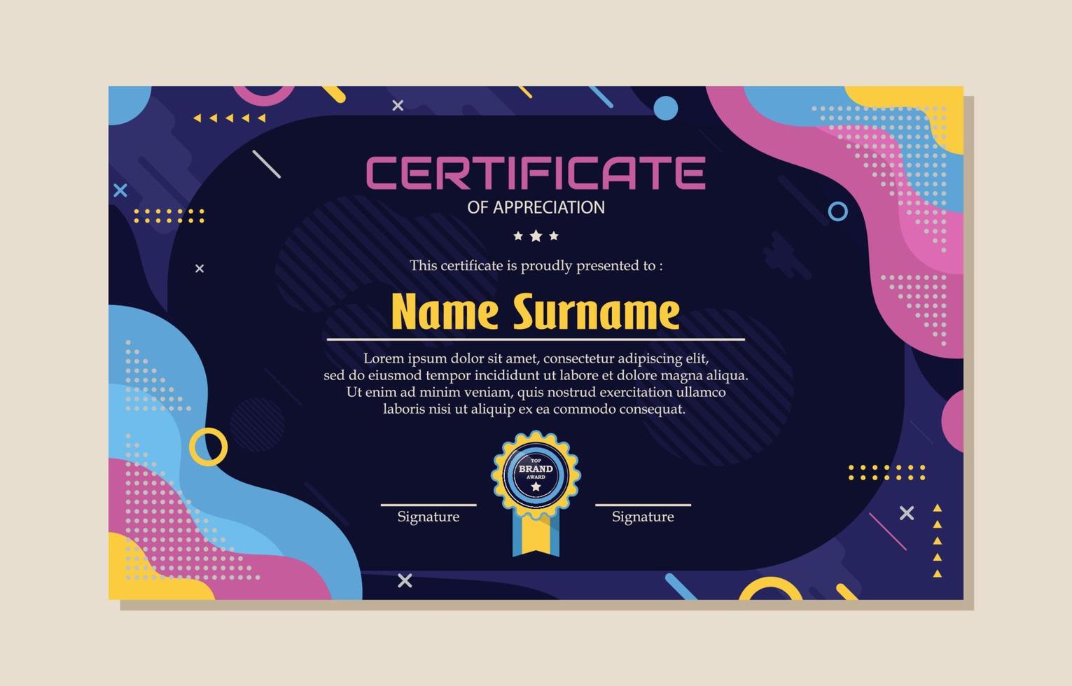 Creative Certificate with Flat Color Concept vector