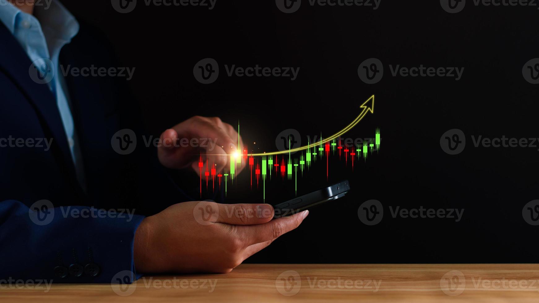 Economic analysis concept. Businessman analyze graph growth of business amid the global economic crisis, Strategy and planning, Recovery of business, Analyzing and data exchange on global networking. photo