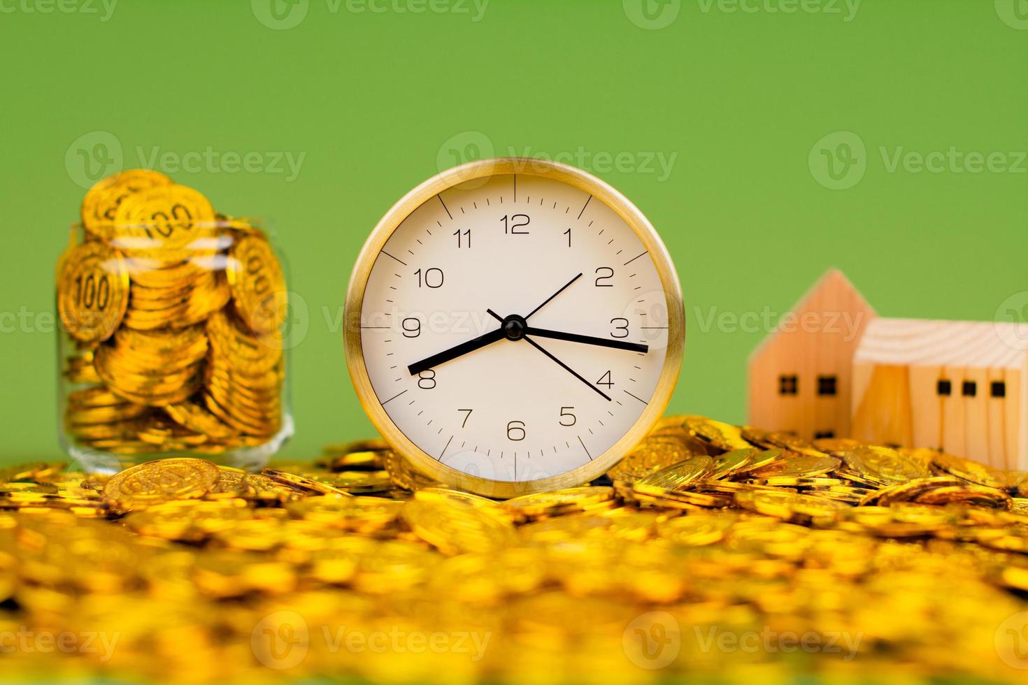 time and gold The idea of saving gold and valuable time. photo