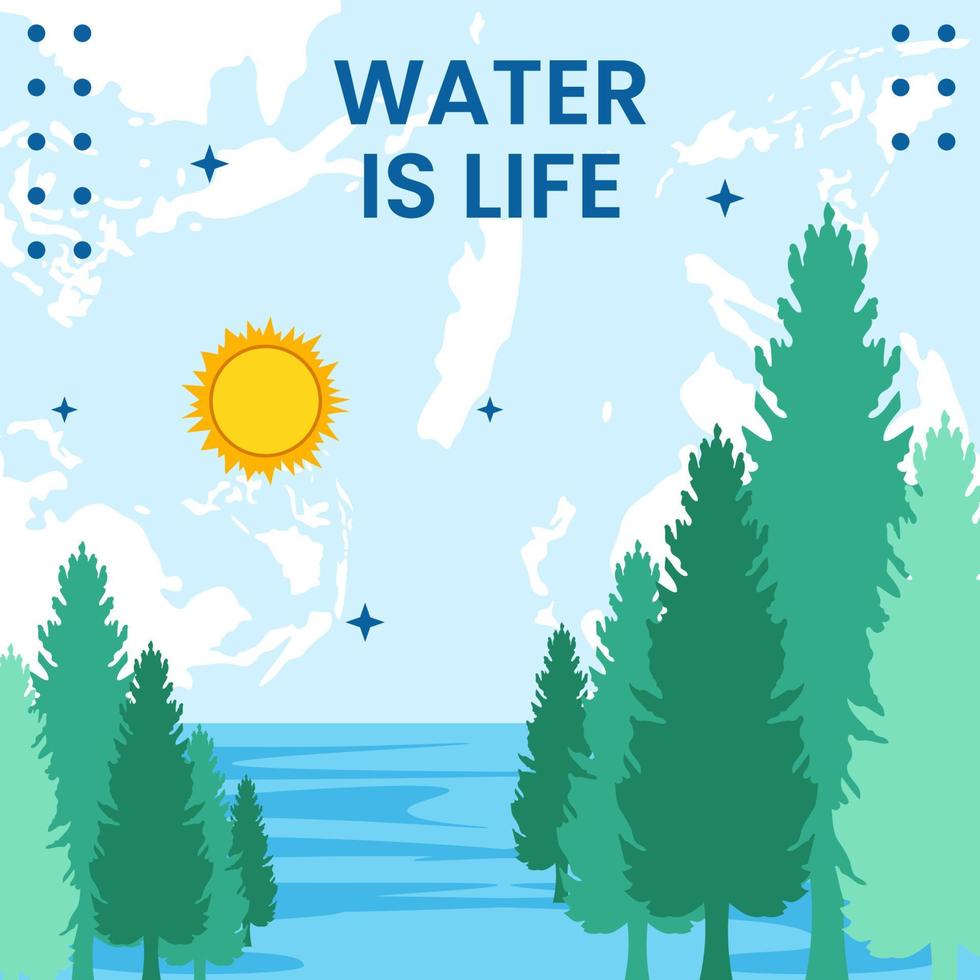 World Water Day Social Media Illustration Flat Cartoon Hand Drawn Templates vector