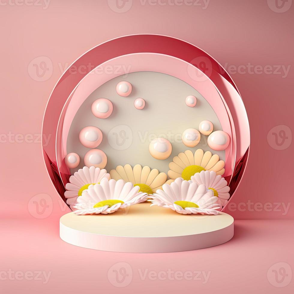 Easter Podium Scene with Pink 3D Eggs Decorative for Product Display photo