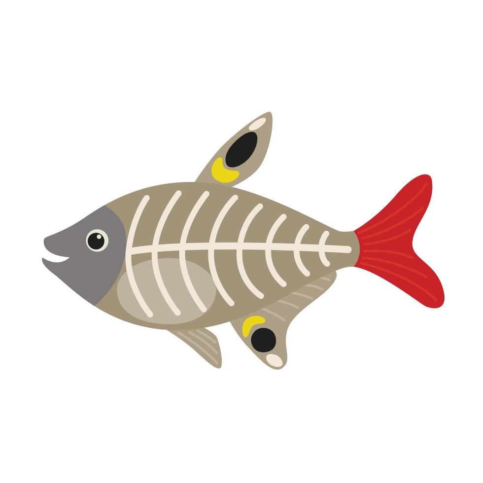 personaje de dibujos animados de animales de peces de rayos x vector