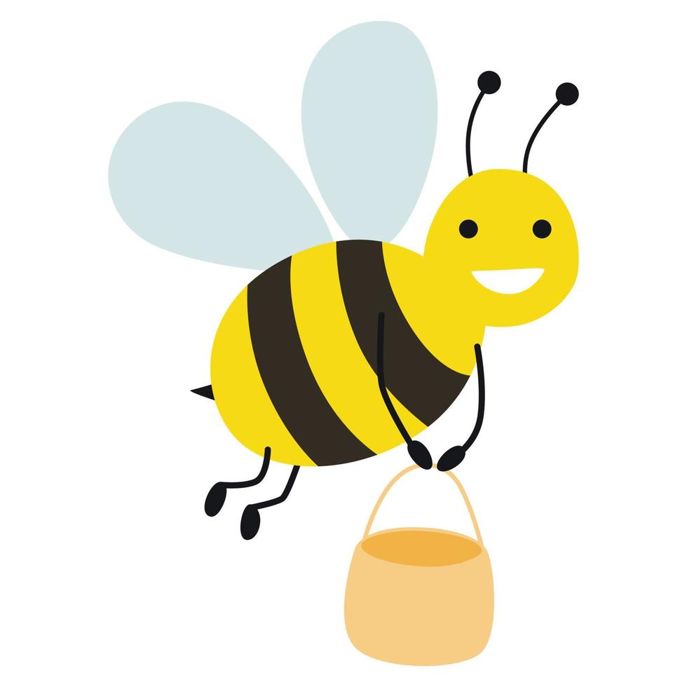 ilustración de abeja de dibujos animados feliz vector