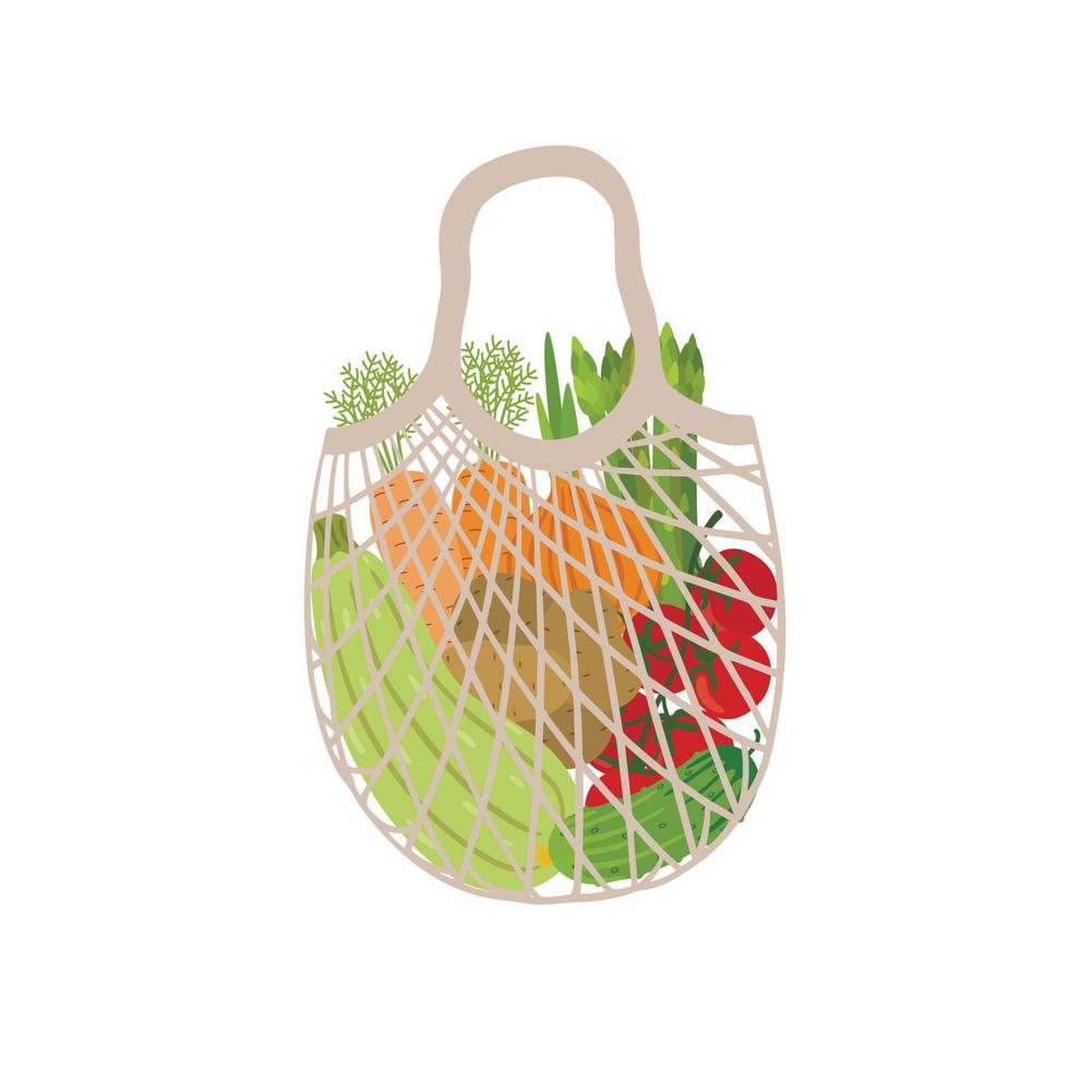 Eco bag full of vegetables vector