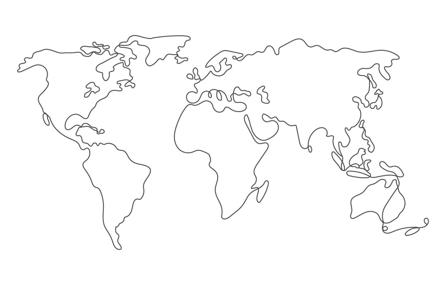 One Line World Map vector