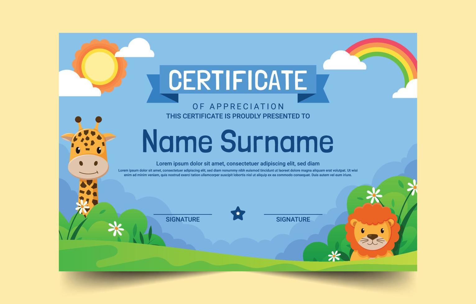 plantilla de certificado de niños vector