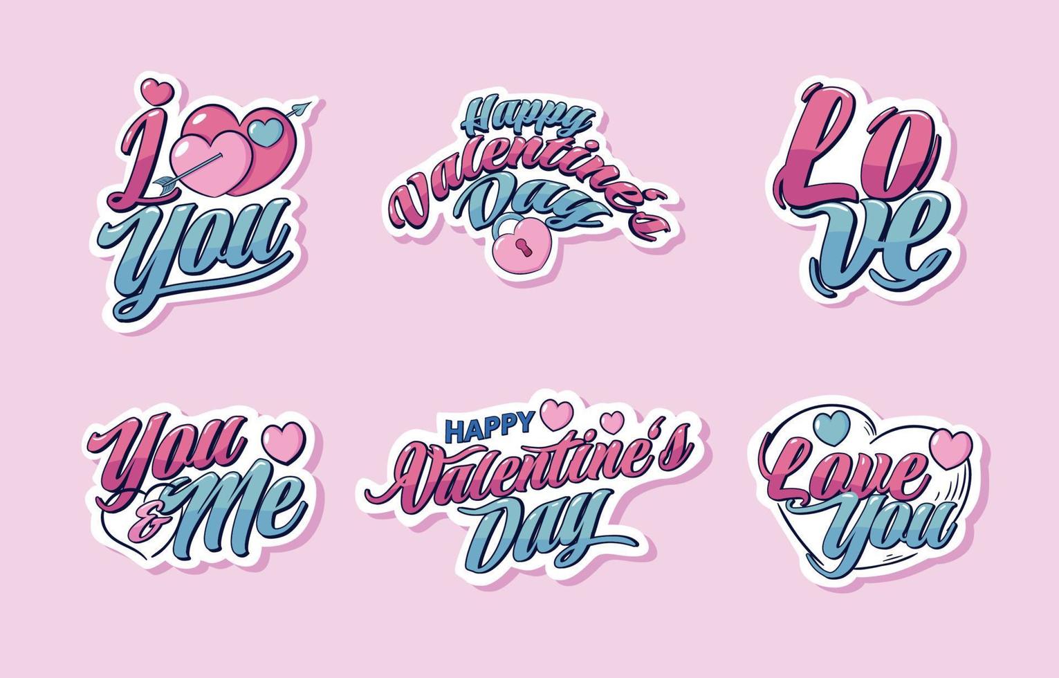 Happy Valentine's Day Greeting Sticker Set vector