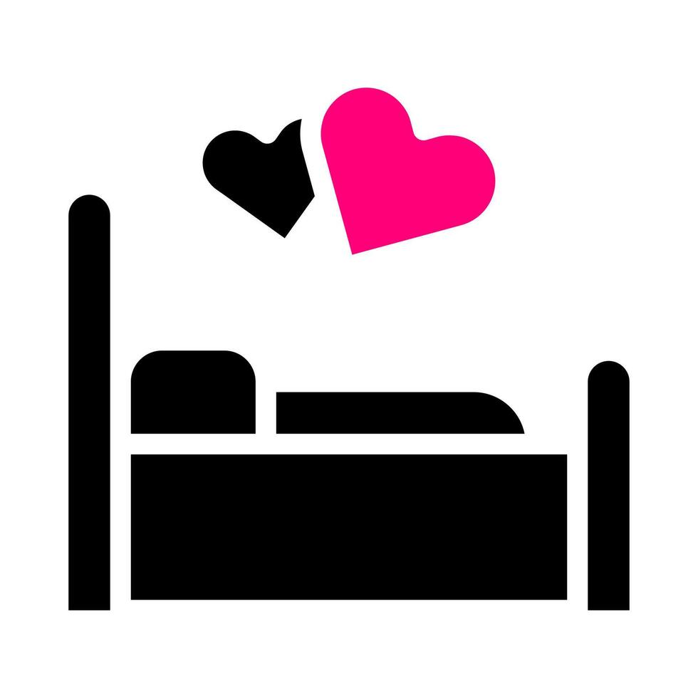 cama icono sólido negro rosa estilo san valentín ilustración vector elemento y símbolo perfecto.