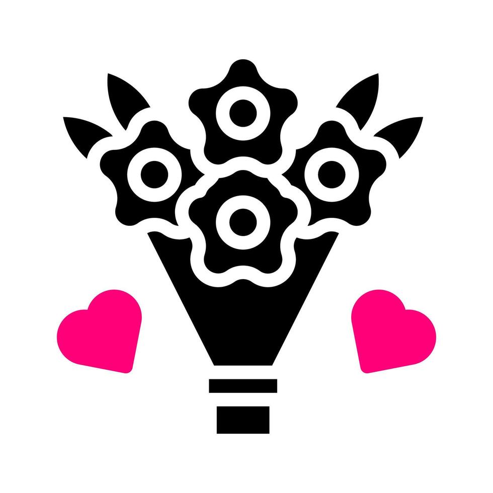 ramo icono sólido negro rosa estilo san valentín ilustración vector elemento y símbolo perfecto.