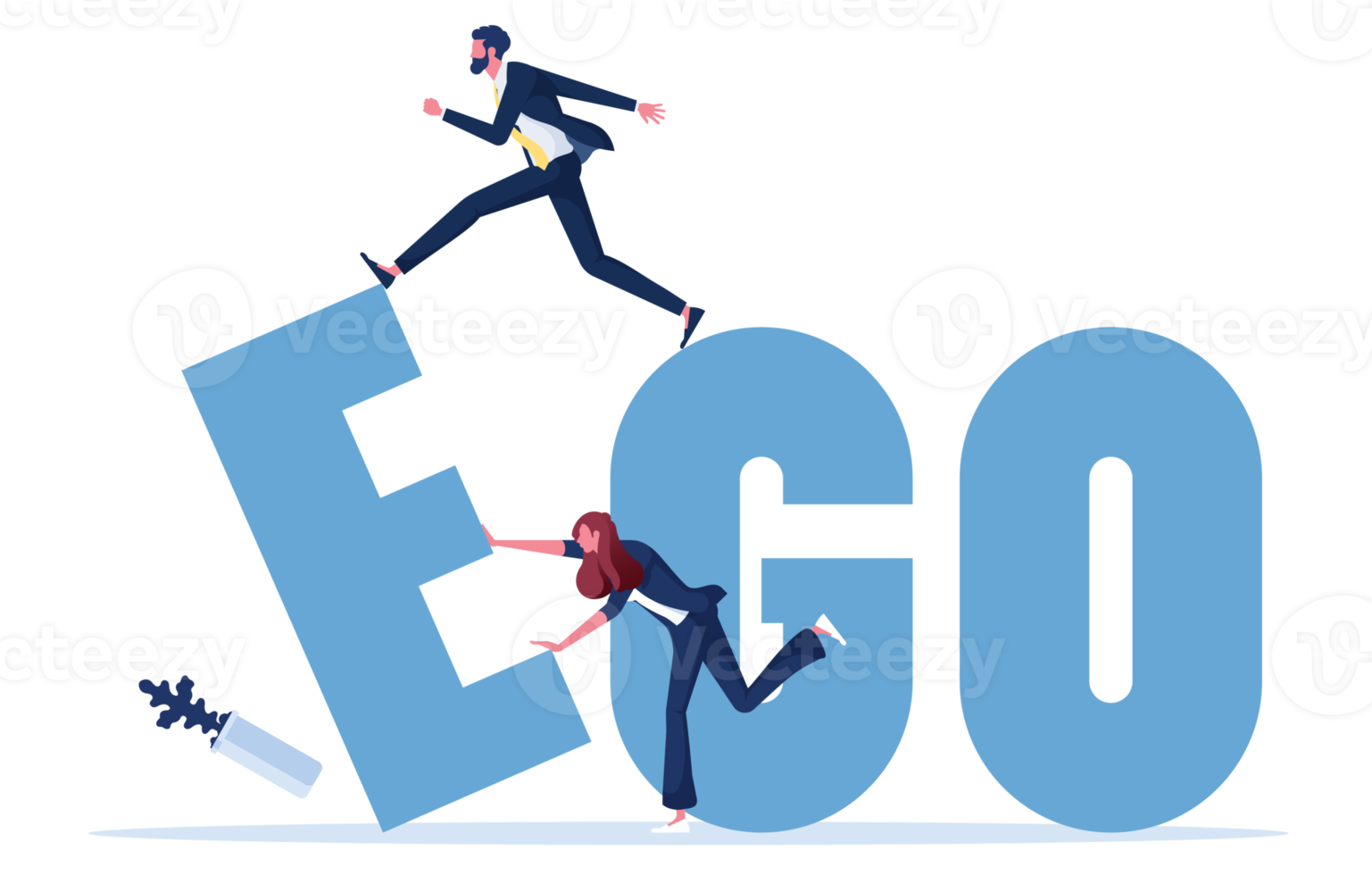 Business team change EGO to GO text-Business concept png