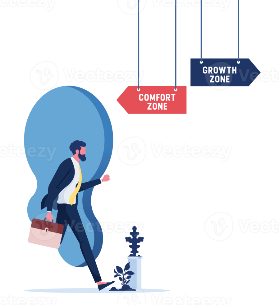 zone de confort vs zone de croissance-homme d'affaires marchant depuis la zone de confort png