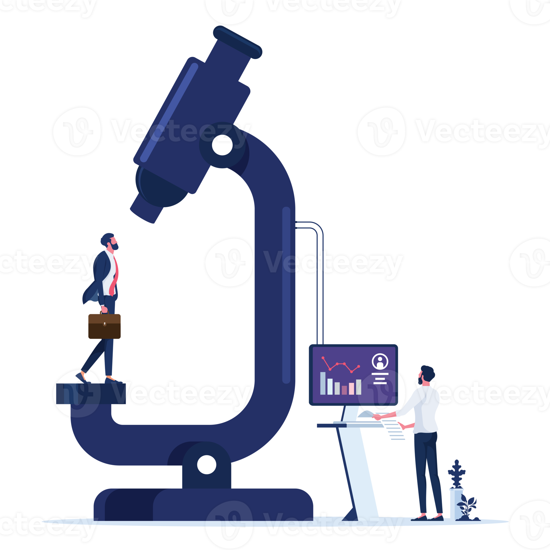 Businessman standing under a microscopeRecruitment concept 19038315 PNG