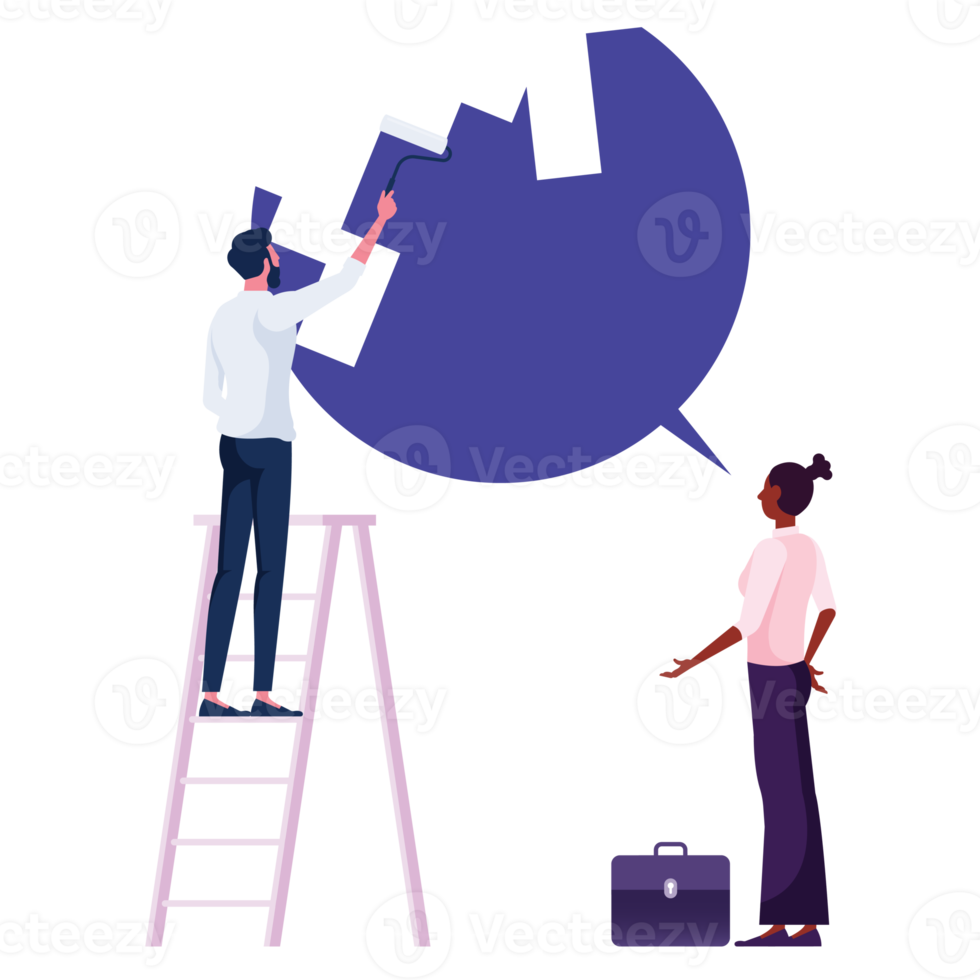 vrijheid van toespraak concept-zakenman gecensureerd toespraak bubbel van zakenvrouw png