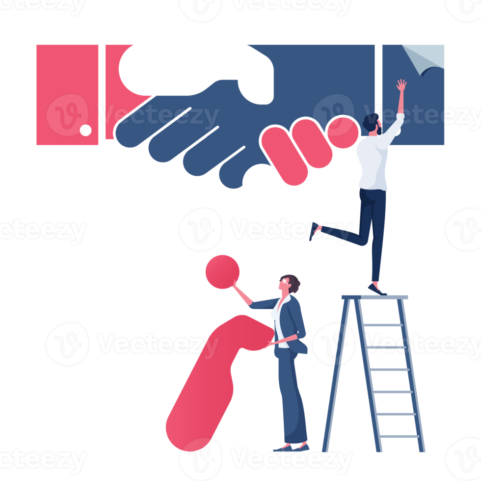 Group of business build a handshake sign from puzzle pieces-Agreement partnership concept png