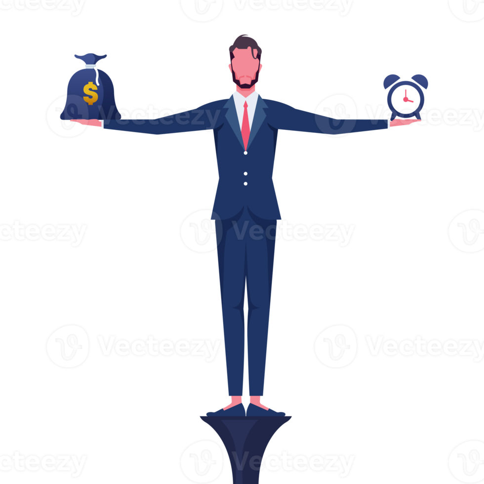 Businessman balance time and money. Time is money concept 19038339 PNG