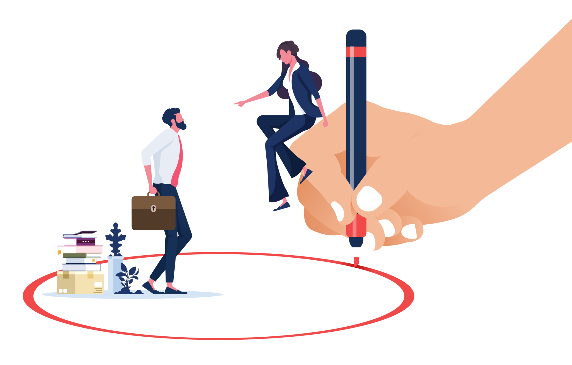 Free Manager drawing red circle around businesswomanRegimentation