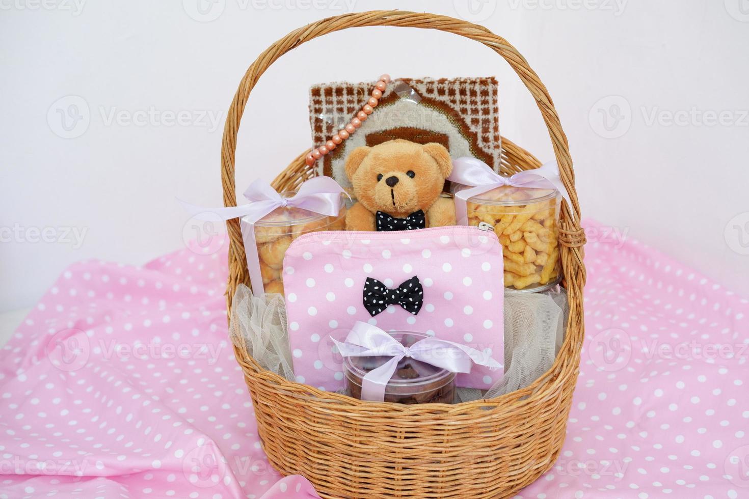 beautiful gift basket as a background photo