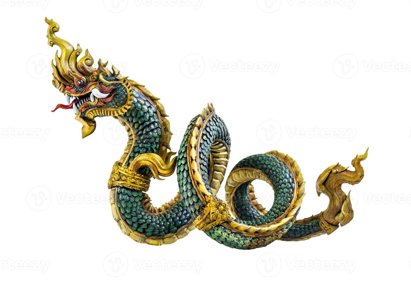 King of naga, naka  Thailand dragon or serpent king on white background photo