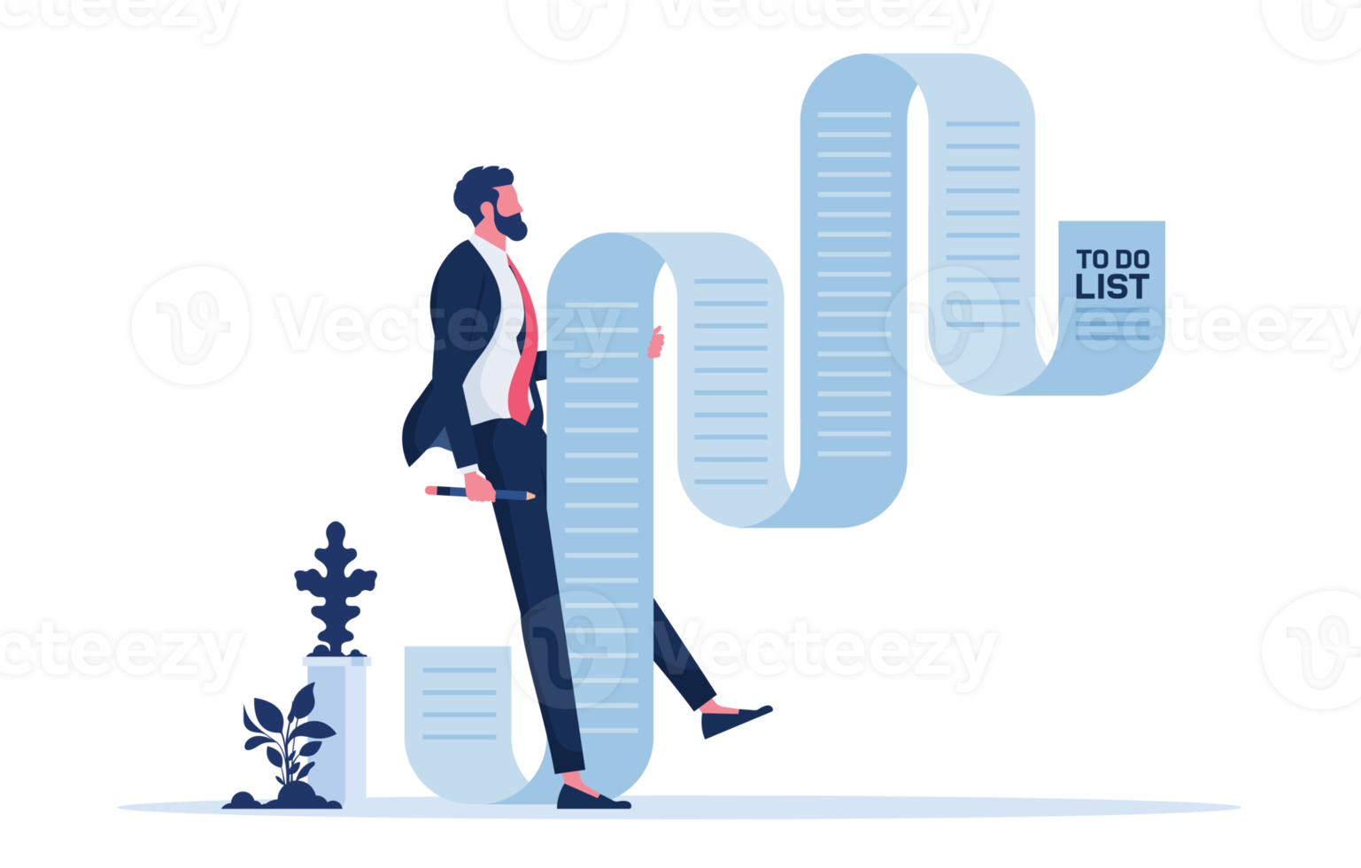 To do list concept-Businessman holding long to do list png