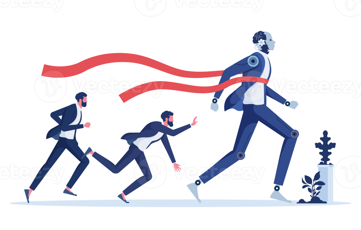 robô assistente em negócios e vantagens tecnológicas pessoas - conceito de inteligência artificial png