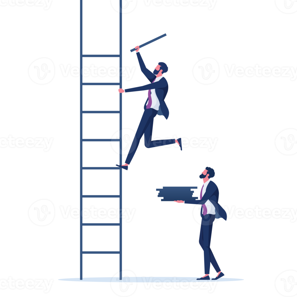 Business team builds a stairs to success-Teamwork concept png
