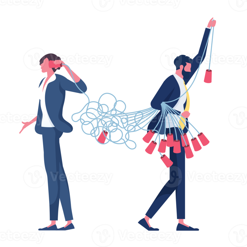 Bad communication relationship with tangled lines-Business communication concept png