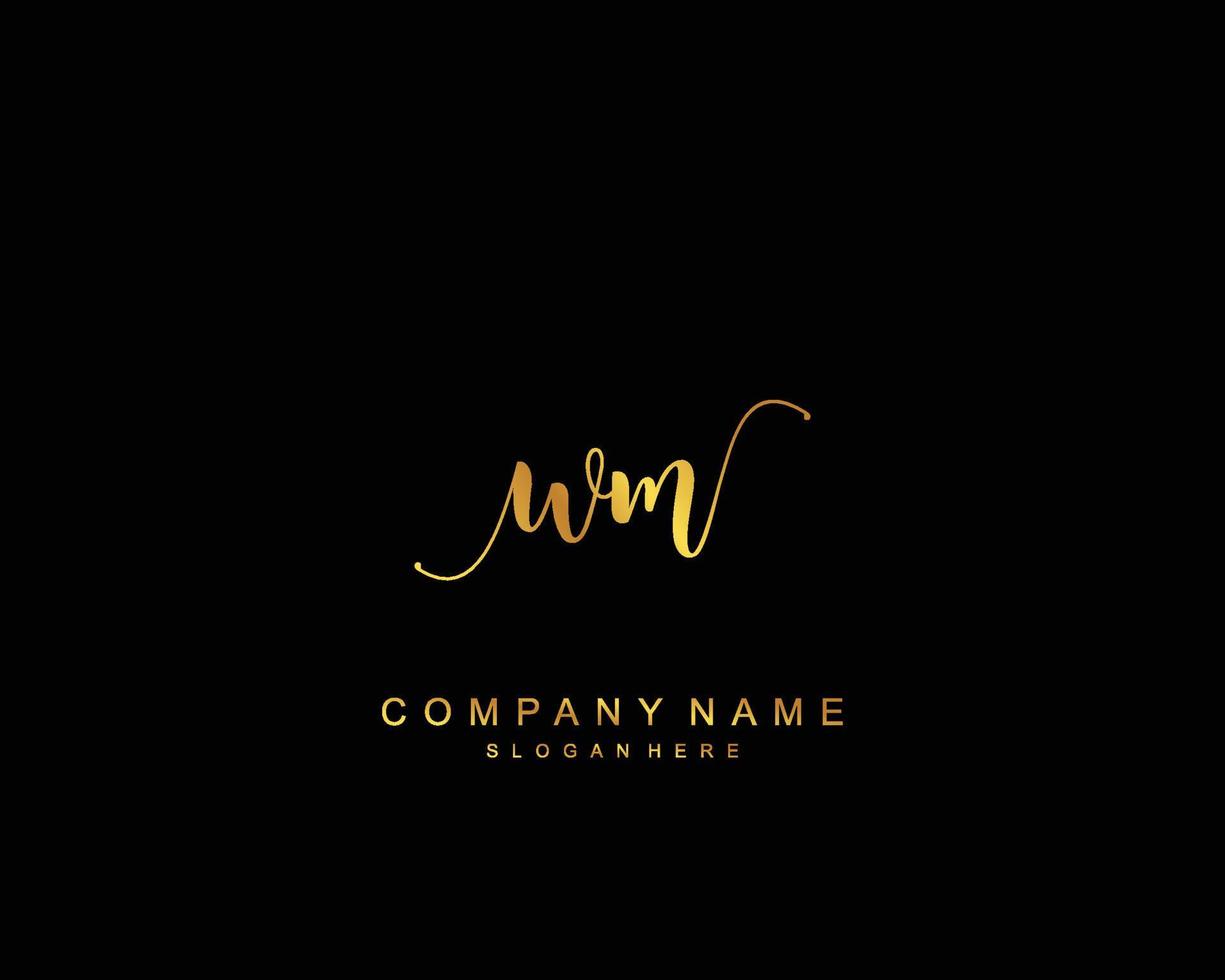 Initial WM beauty monogram and elegant logo design, handwriting logo of initial signature, wedding, fashion, floral and botanical with creative template. vector