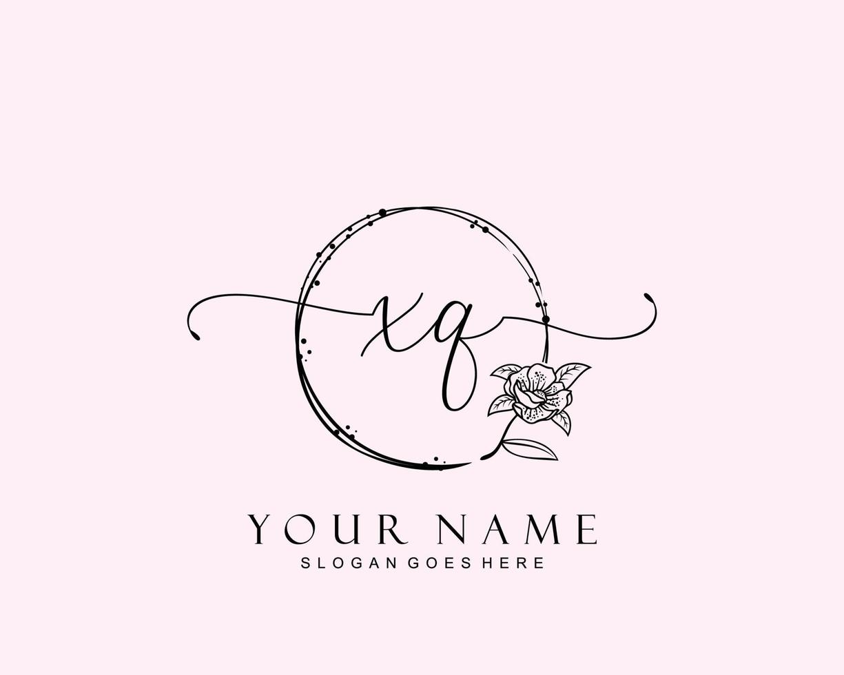 Initial XQ beauty monogram and elegant logo design, handwriting logo of initial signature, wedding, fashion, floral and botanical with creative template. vector