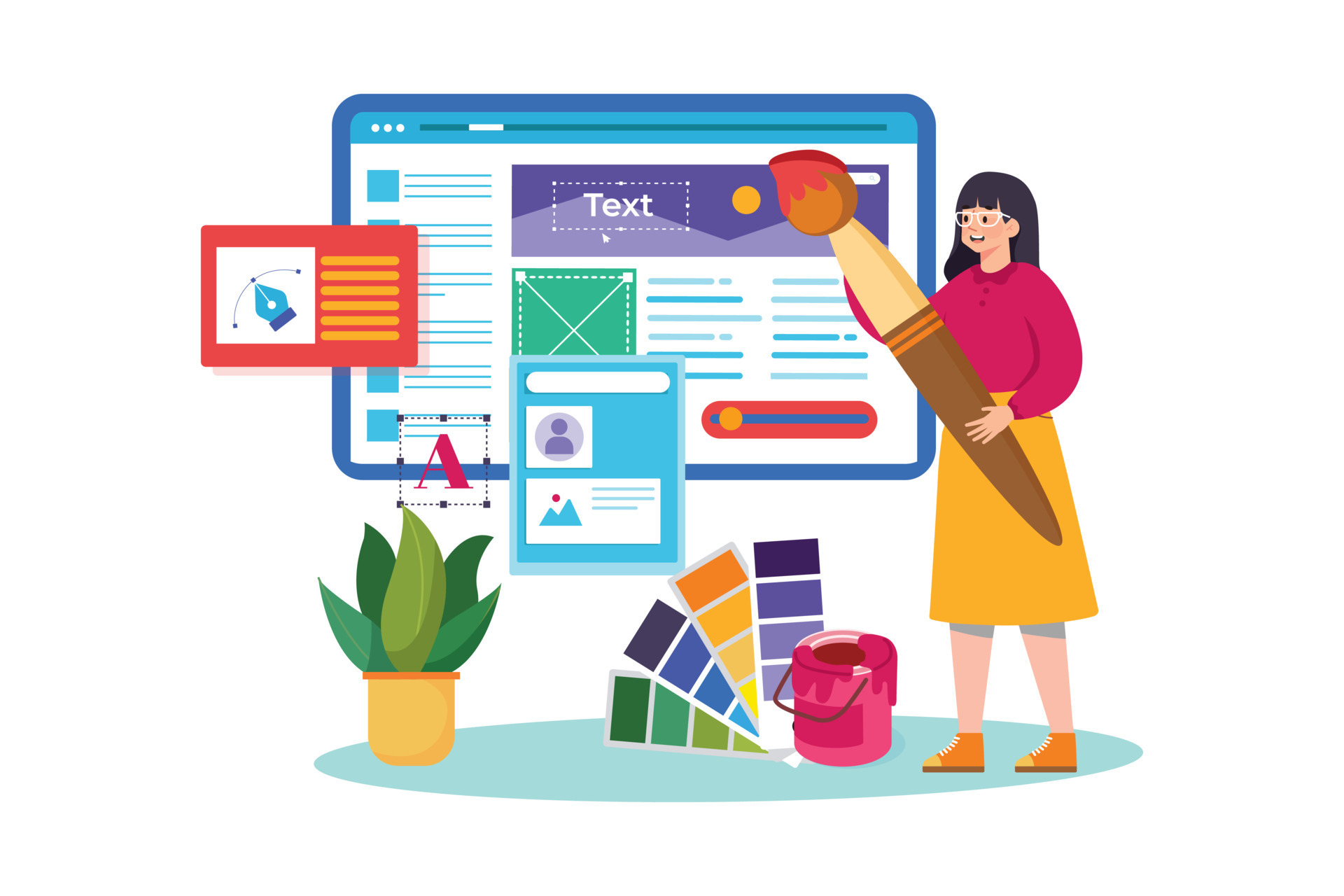 Designers drawing website ux app development. 19038906 Vector Art at