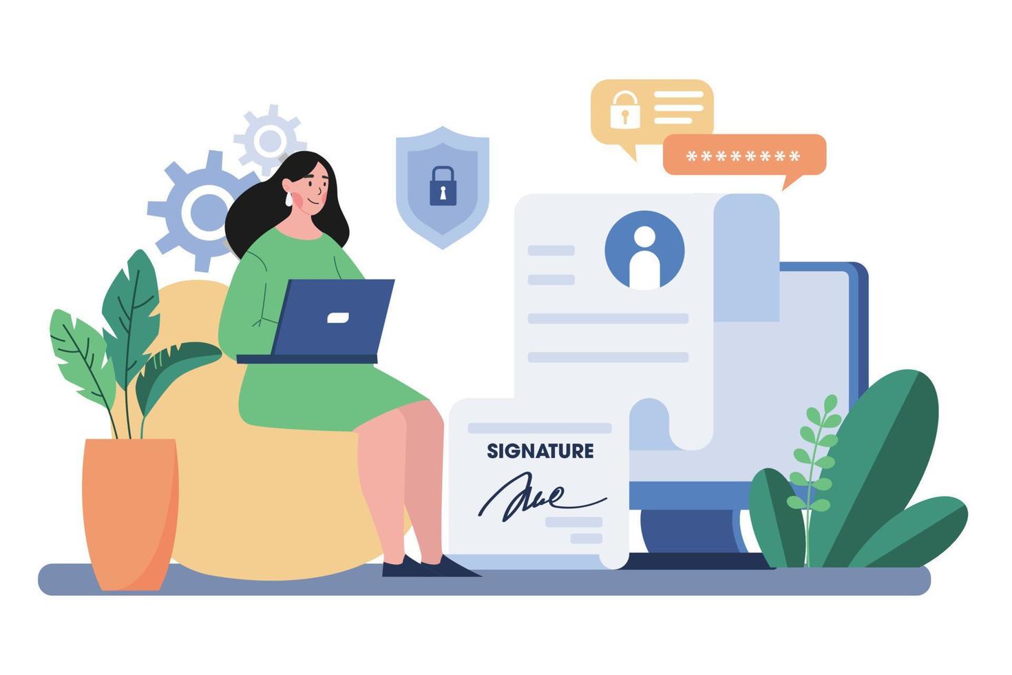 Digital Signature Illustration concept on white background vector