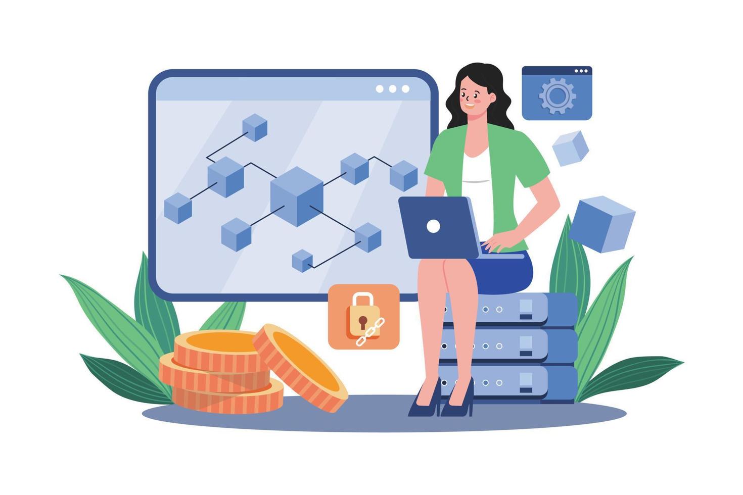 Blockchain Platform Illustration concept on white background vector