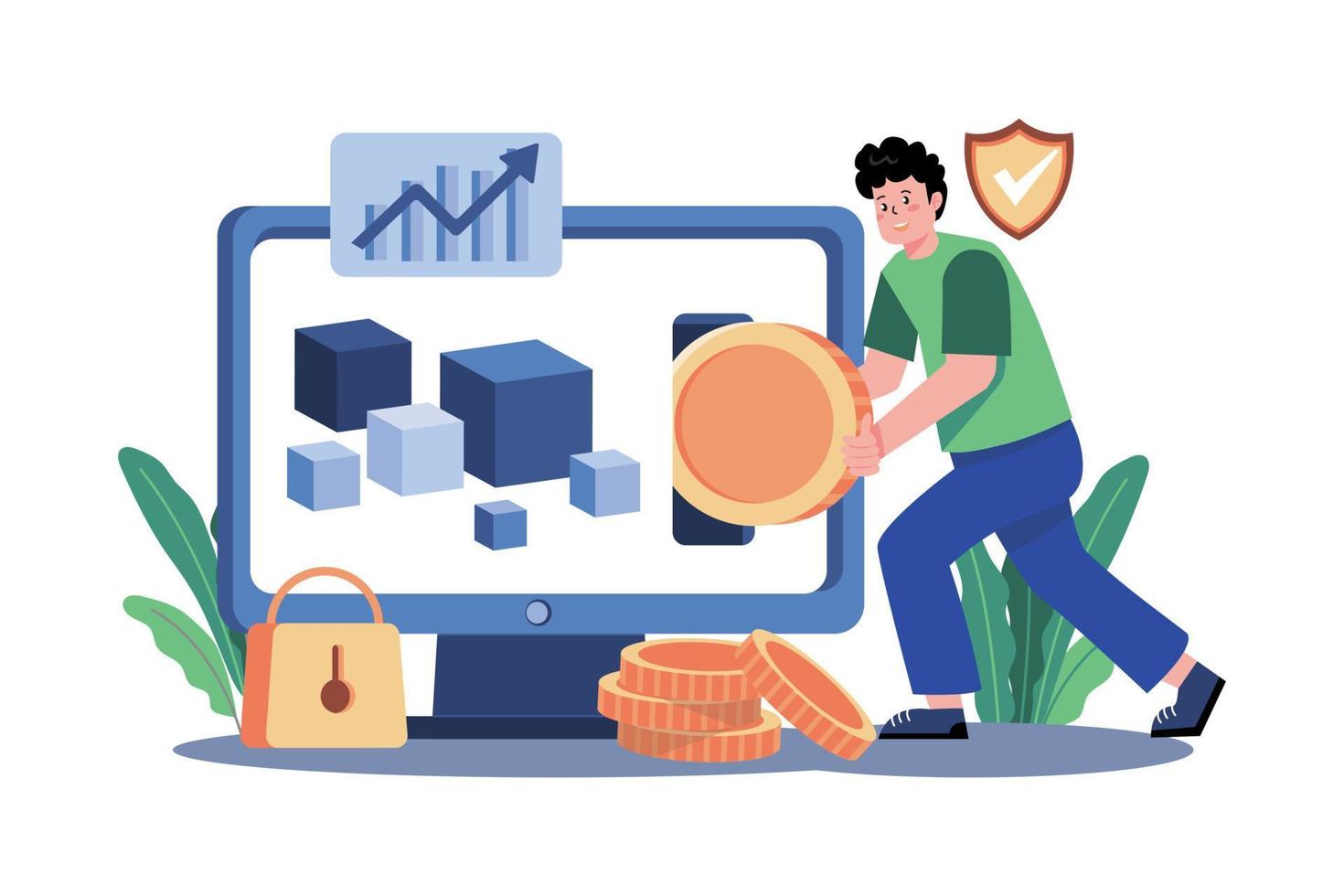 Blockchain Investment Illustration concept on white background vector