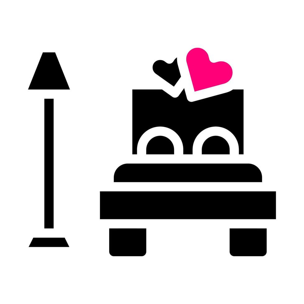 cama icono sólido negro rosa estilo san valentín ilustración vector elemento y símbolo perfecto.