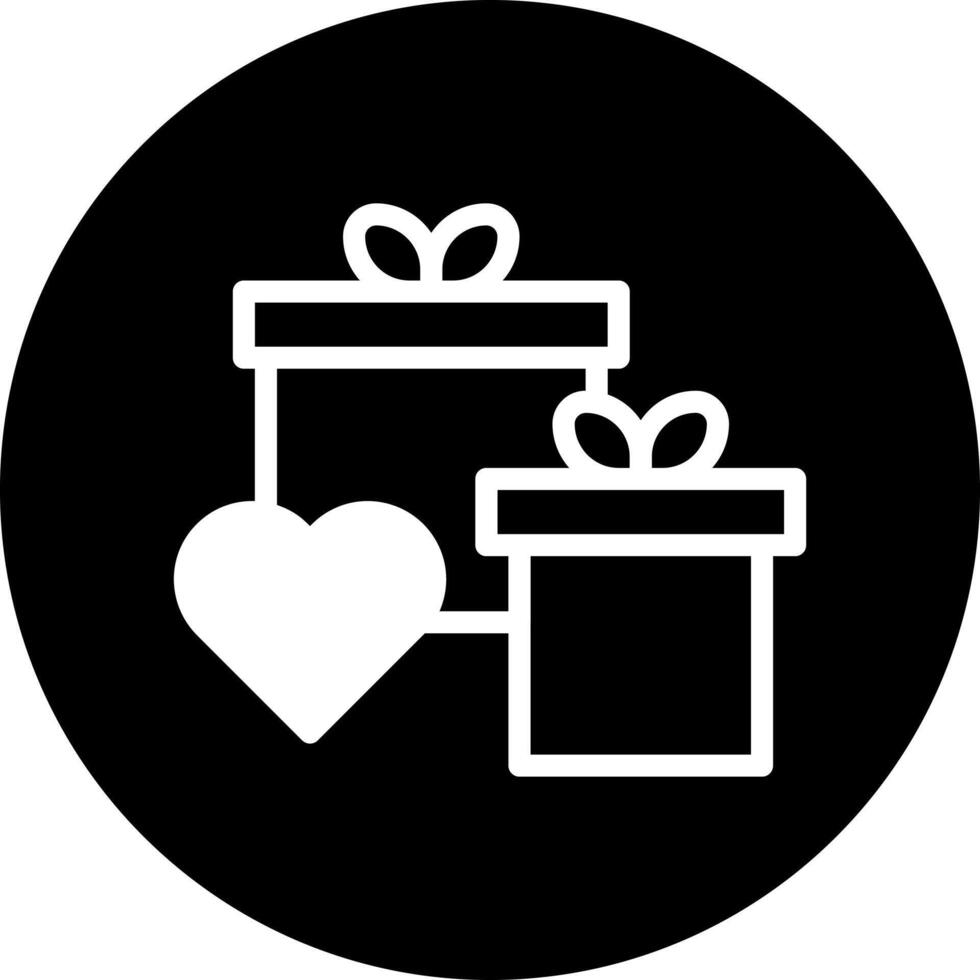 icono de regalo relleno estilo blanco negro ilustración de san valentín elemento vectorial y símbolo perfecto. vector