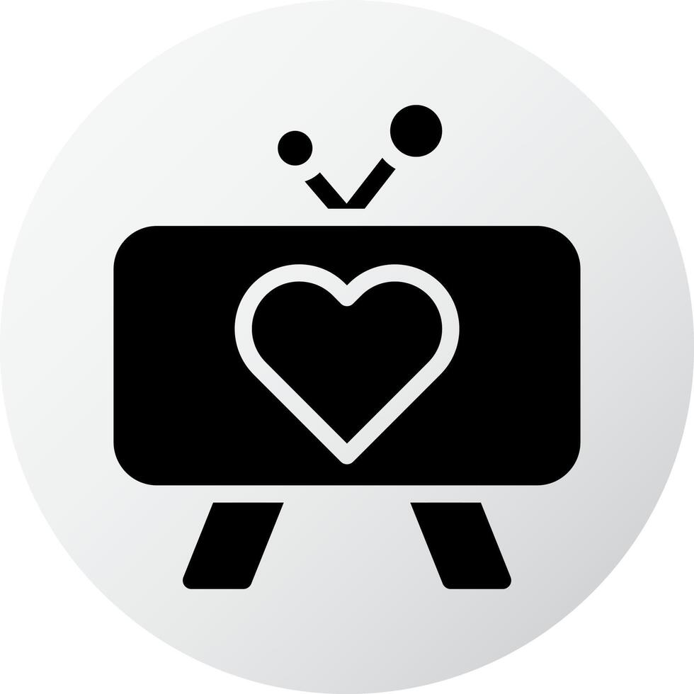 icono de tv relleno estilo blanco negro ilustración de san valentín elemento vectorial y símbolo perfecto. vector