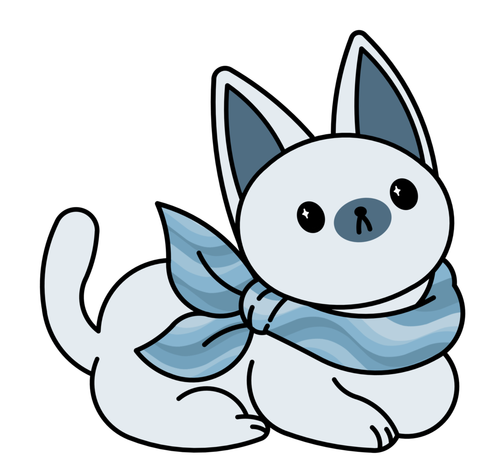 lindo gato con collar colorido png