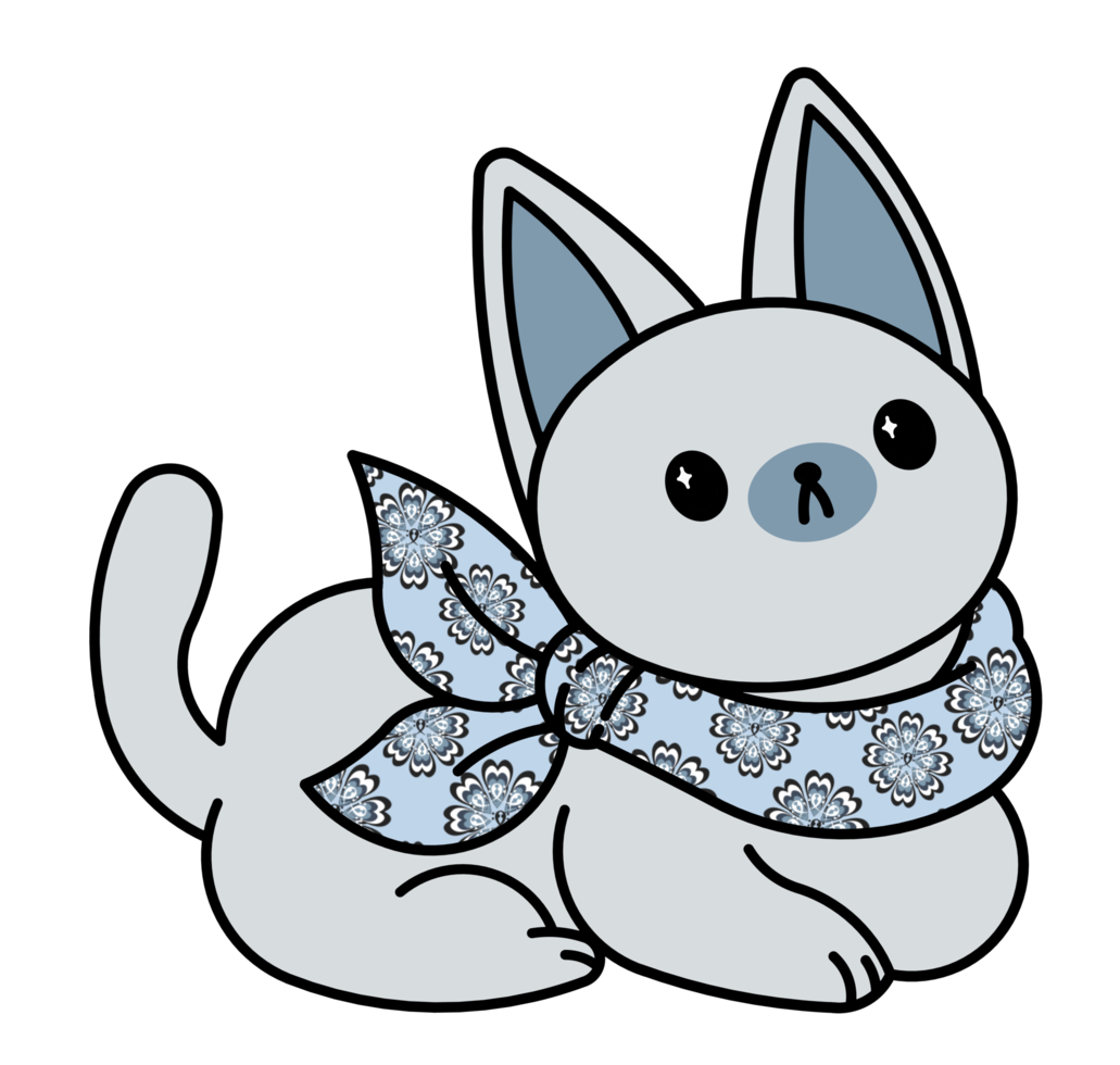 Cute cat with colorful collar png