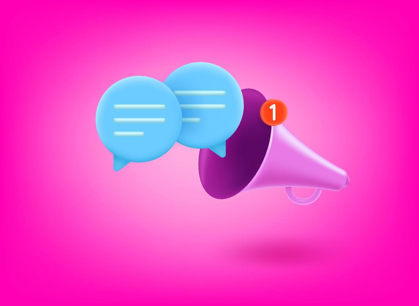 Loudspeaker with dialog concept. 3d vector illustration