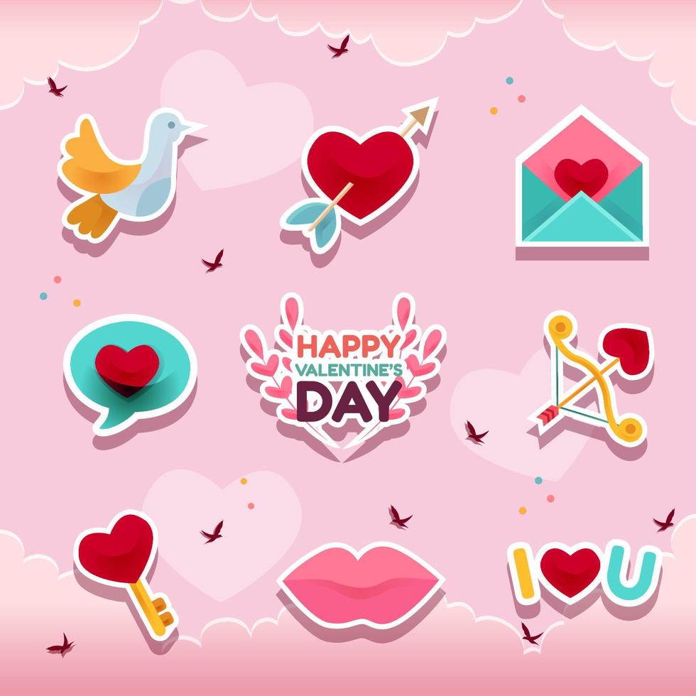 Free Vector  Flat valentine's day stickers collection