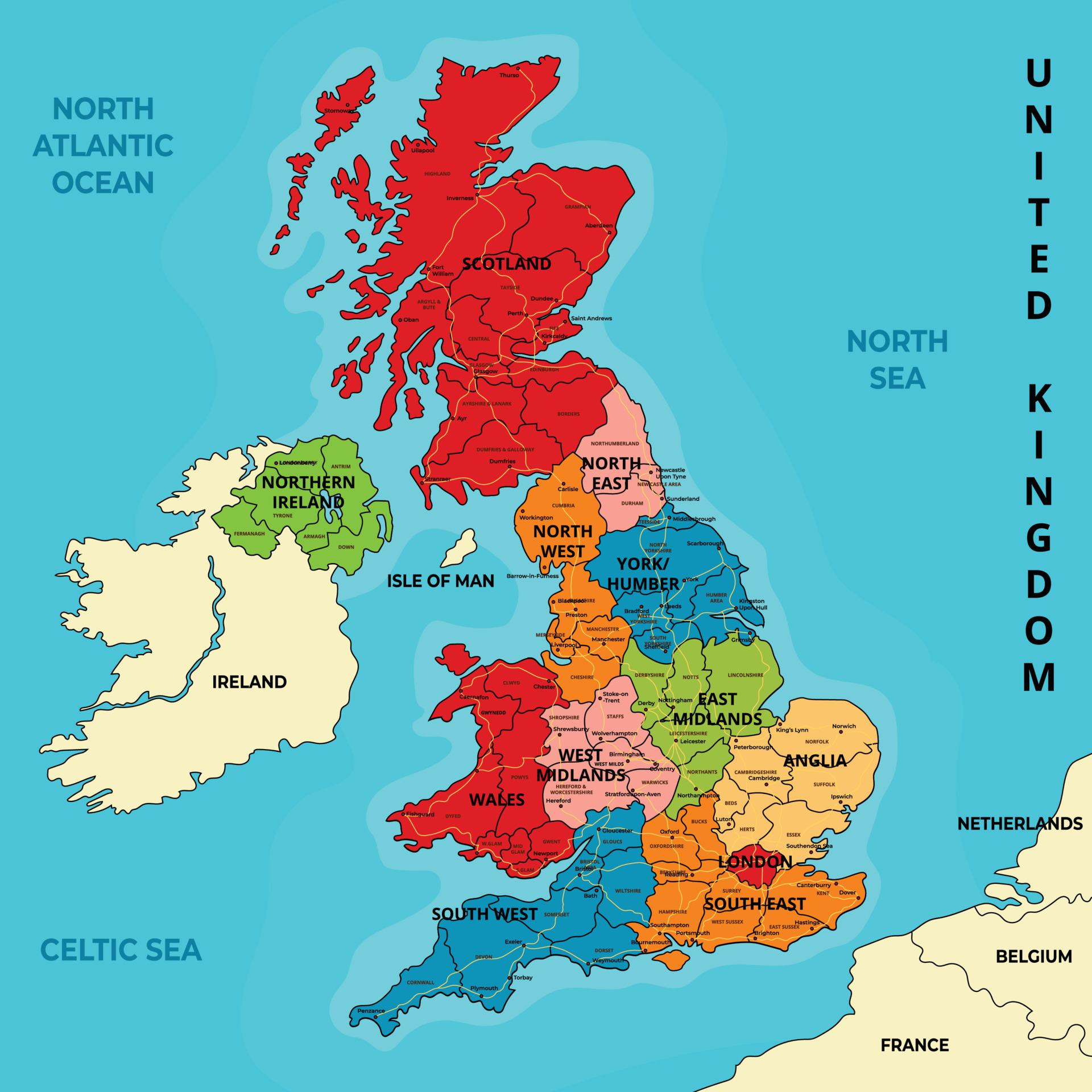 Mapa Del Pais Reino Unido Vector En Vecteezy